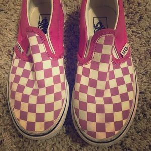 Vans pink checkered slip on shoes size 13